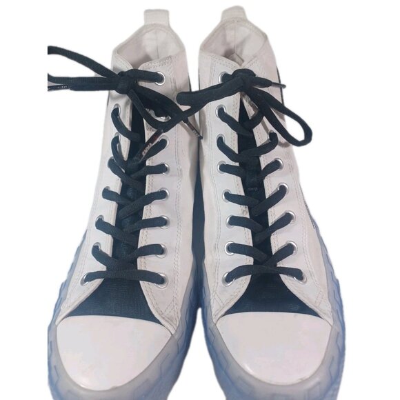 Men 14 Converse Chuck Taylor White Hi High Top Clear Translucent Blue Ice Soles - Picture 8 of 11